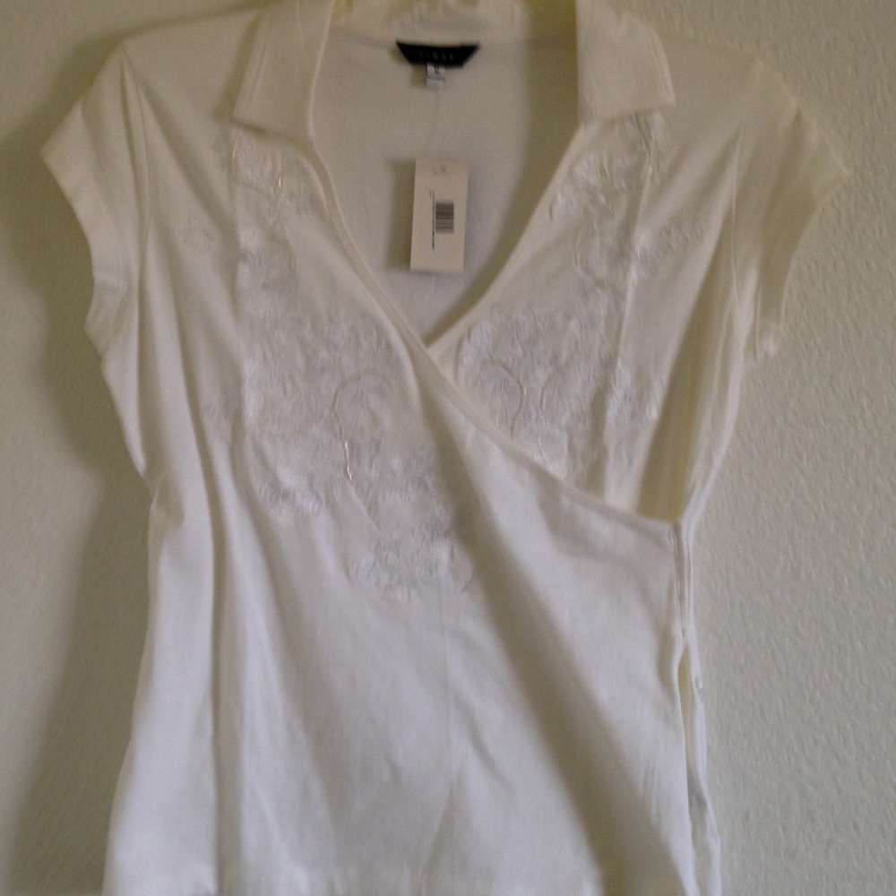 Syray Beaded & Embroidered Wrap Blouse - Sz Med